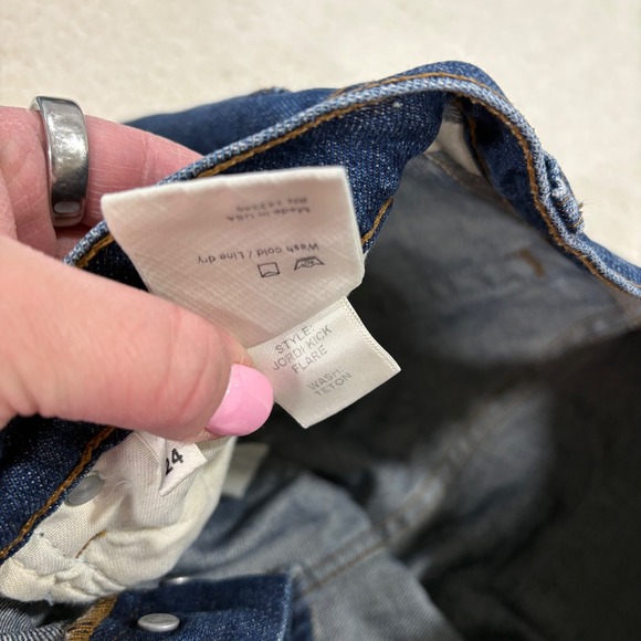 Reformation Jordi Kick Flare Jean Teton Wash Size 24 Denim Blue Dark 25" Inseam - Picture 6 of 9